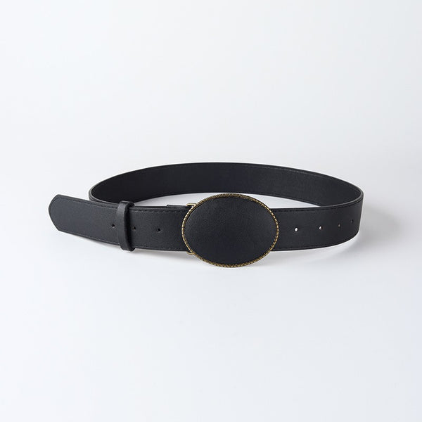 Western Oval Buckle Faux Leather & Leopard Belt | 40BT660