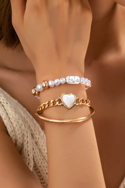 Rectangle Stone Heart CHarm Multi Layer Bracelet | 80B1619