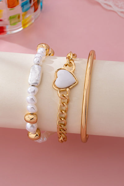 Rectangle Stone Heart CHarm Multi Layer Bracelet | 80B1619