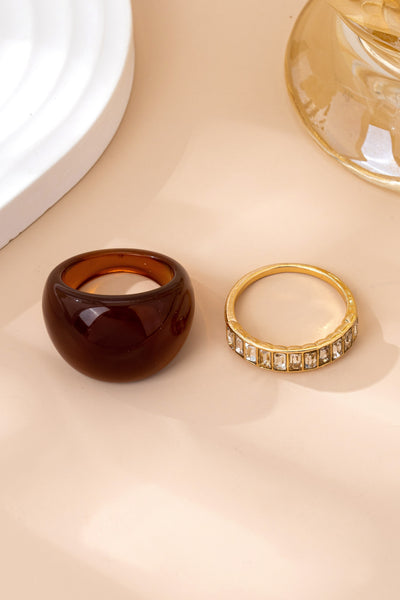 Oversized Brown Dome Crystal Baguette Ring | 80R155