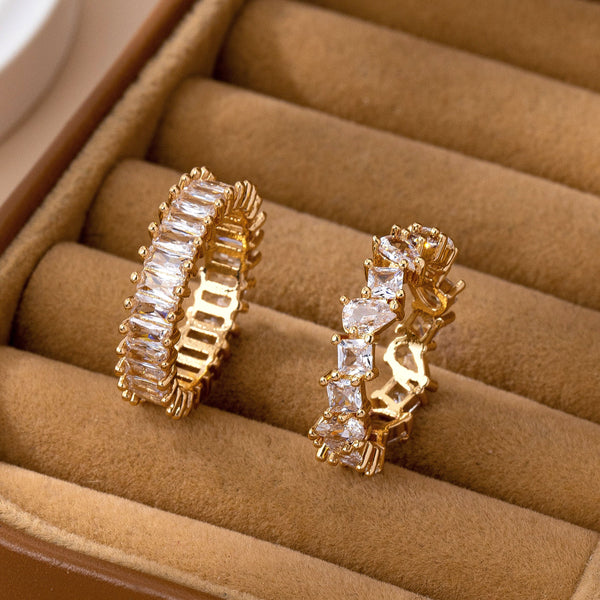 Gold TearDrop Marquise Crystal Eternity Ring | 80R161