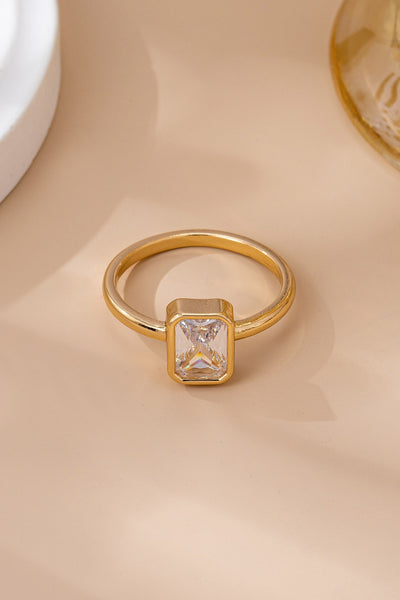 Gold Minimal Crystal Solitaire Bridal Ring | 80R165