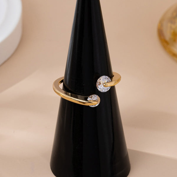 Gold Minimal Crystal Solitaire Bridal Ring | 80R165