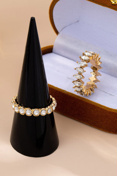 Gold-Tone Crystal Stretch Ring Duo | 80R175