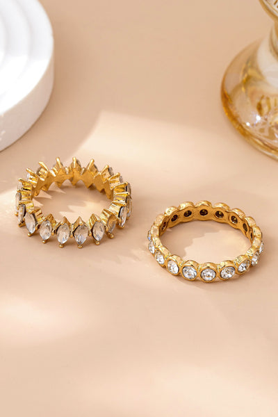 Gold-Tone Crystal Stretch Ring Duo | 80R175