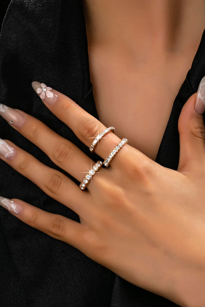 Gold-Tone Triple Crystal Stacking Ring Set | 80R176