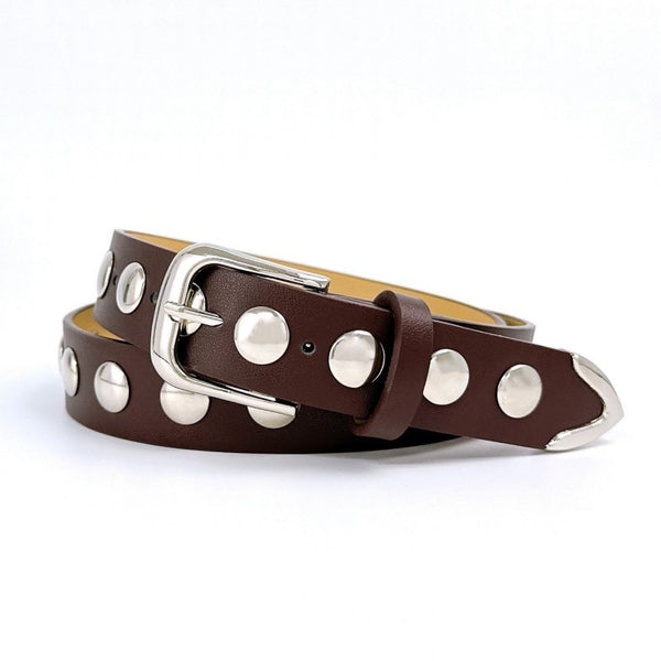 Black Leather Gold Studded Belt | 40BT662