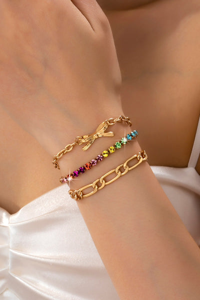 Multi Rainbow Crystals & Mixed Chains Bracelet | 80B1646