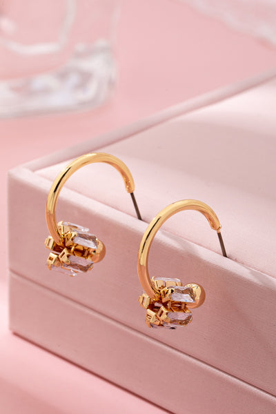 Gold-Tone Crystal Climber Hoop Earrings | 80E61868