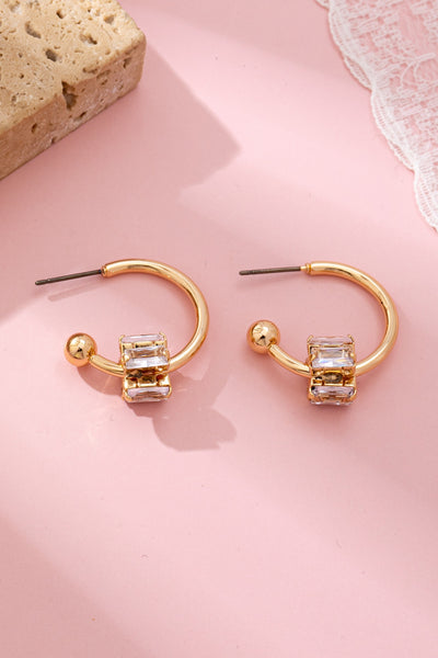 Gold-Tone Crystal Climber Hoop Earrings | 80E61868