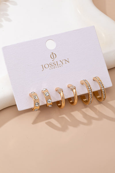 Gold-Tone Crystal Huggie Hoop Earring Set | 80E61880