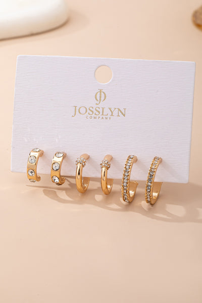 Gold-Tone Crystal Huggie Hoop Earring Set | 80E61880