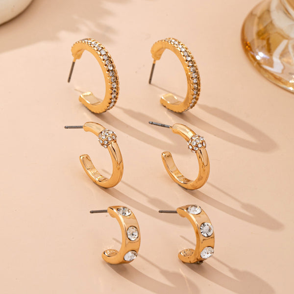 Gold-Tone Crystal Huggie Hoop Earring Set | 80E61880