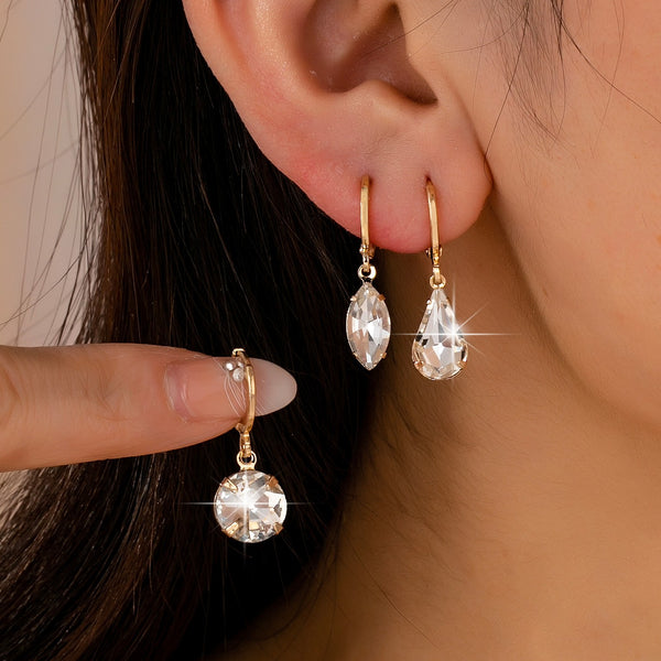 Clear Crystal Drop Huggie Earring Set | 80E61885