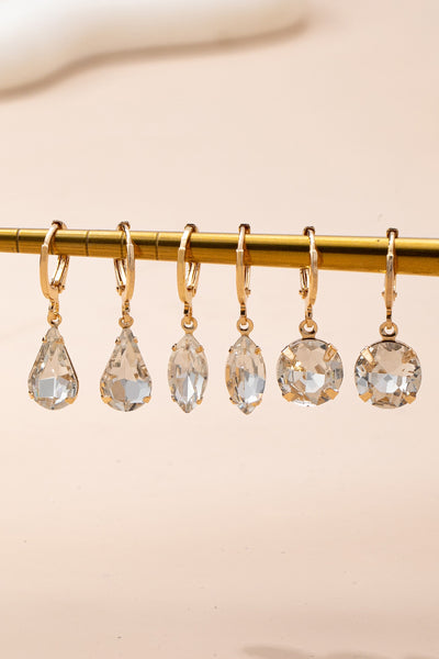 Clear Crystal Drop Huggie Earring Set | 80E61885