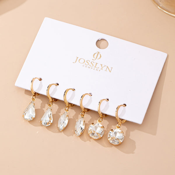 Clear Crystal Drop Huggie Earring Set | 80E61885