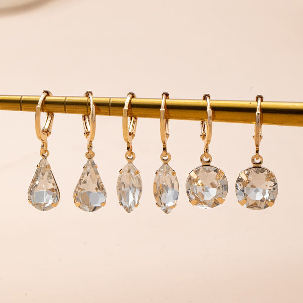 Clear Crystal Drop Huggie Earring Set | 80E61885
