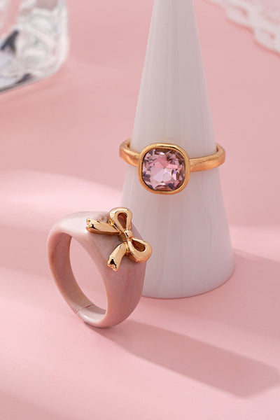 Bow-Accented Pink Gem Ring | 80R207