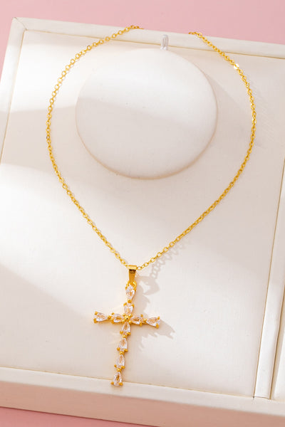Rainbow  Crystal Cross Pendant Necklace | 80N92816