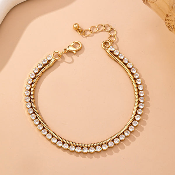 Double Snake Chain Crystal Bracelet | 80B1653