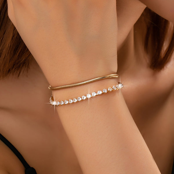 Double Snake Chain Crystal Bracelet | 80B1653