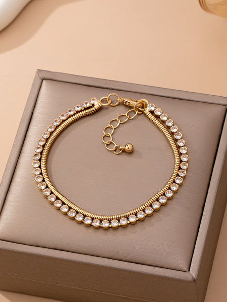 Double Snake Chain Crystal Bracelet | 80B1653