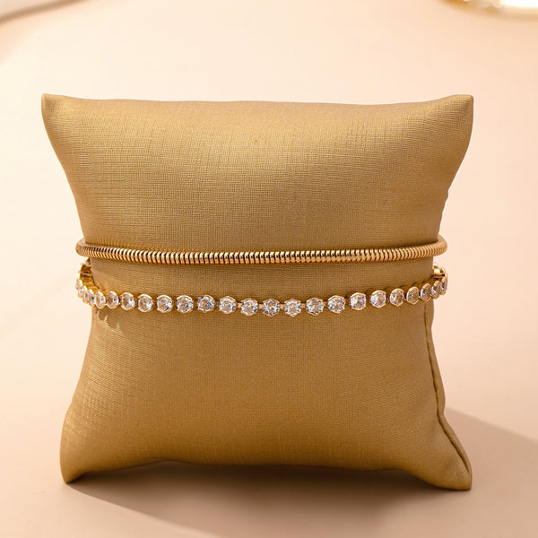 Double Snake Chain Crystal Bracelet | 80B1653