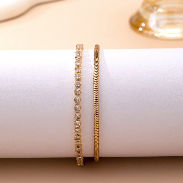 Double Snake Chain Crystal Bracelet | 80B1653