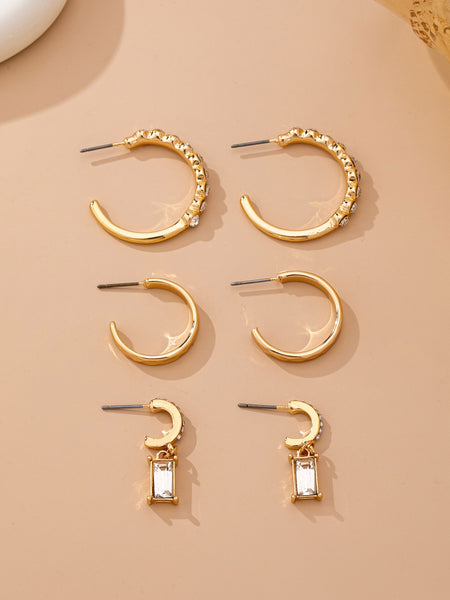 Crystal-Accented Gold Hoop Earring Set | 80E61945