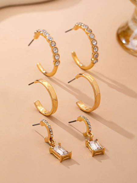 Crystal-Accented Gold Hoop Earring Set | 80E61945