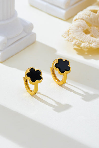 Enamel Flower Huggie Hoop Earrings | 80E62387