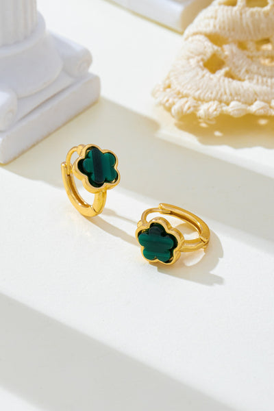 Enamel Flower Huggie Hoop Earrings | 80E62387