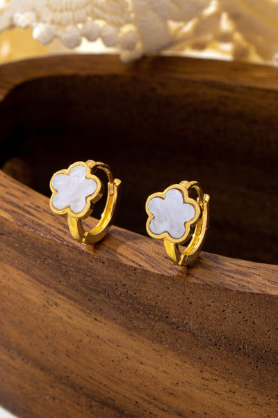 Enamel Flower Huggie Hoop Earrings | 80E62387