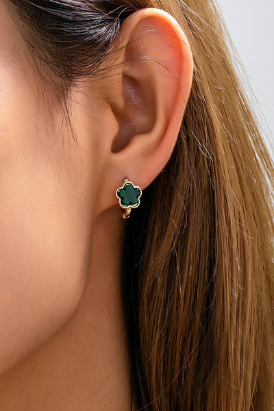 Enamel Flower Huggie Hoop Earrings | 80E62387