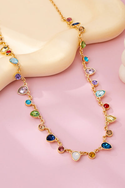 Rainbow Teardrop Gemstone Charm Necklace | 80N92832