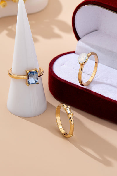 Aquamarine & Moonstone Triple Band Ring Set | 80R230