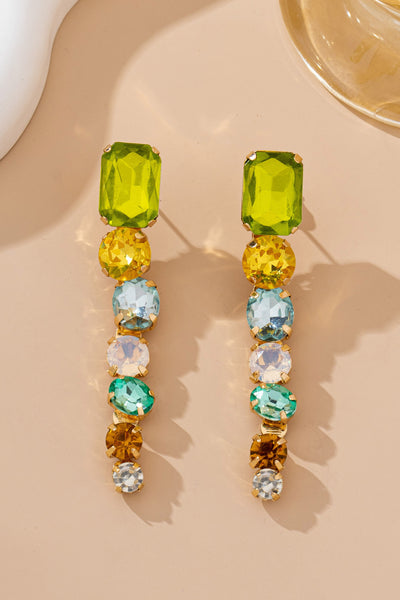 Rainbow Gem Drop Linear Earrings | 80E61964