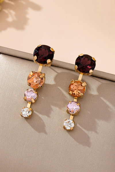 Warm Gemstone Linear Drop Earrings | 80E61973