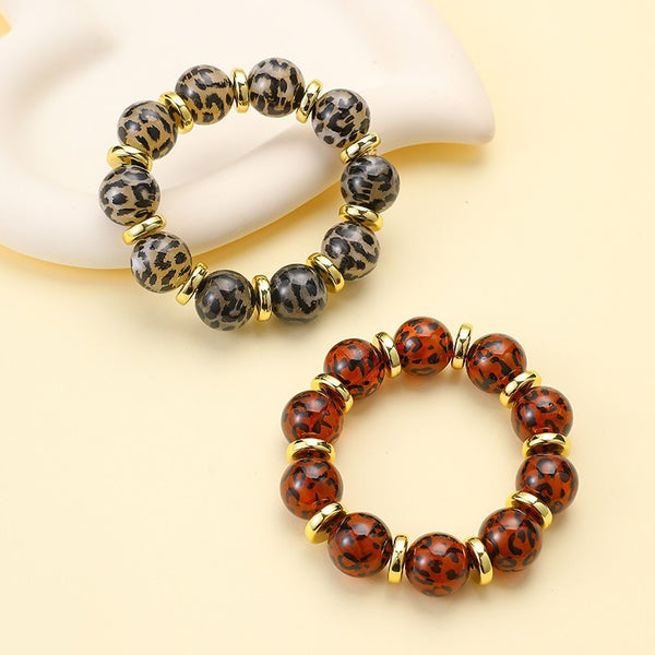 Leopard Print Beaded Stretch Bracelet | 40B5283