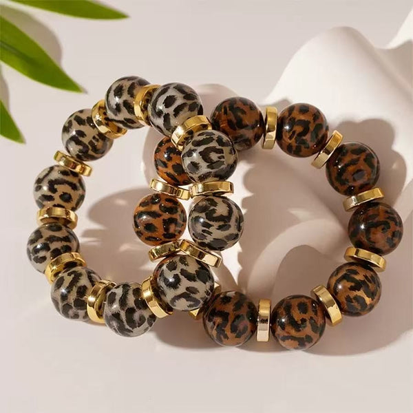 Leopard Print Beaded Stretch Bracelet | 40B5283
