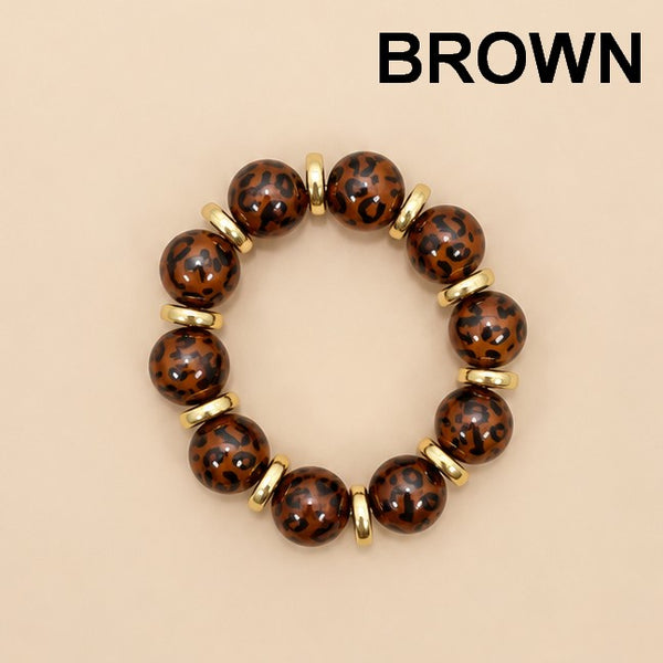 Leopard Print Beaded Stretch Bracelet | 40B5283