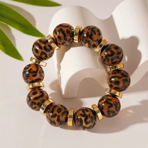 Leopard Print Beaded Stretch Bracelet | 40B5283