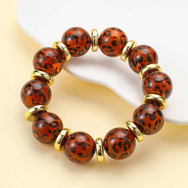 Leopard Print Beaded Stretch Bracelet | 40B5283