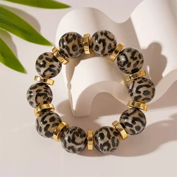Leopard Print Beaded Stretch Bracelet | 40B5283
