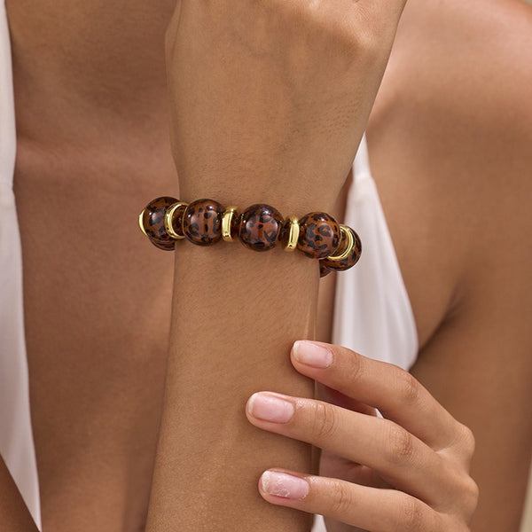 Leopard Print Beaded Stretch Bracelet | 40B5283