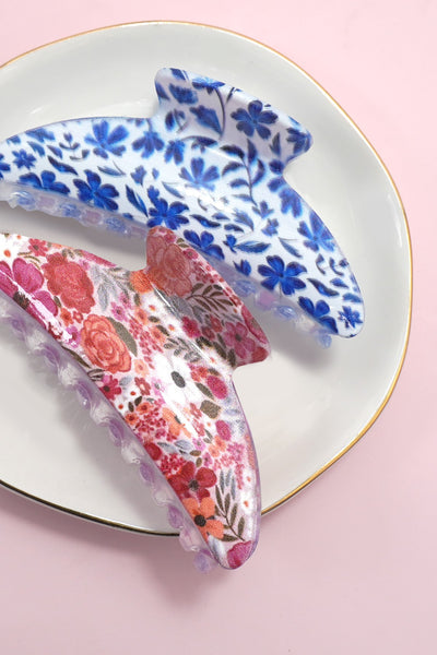 Floral Print Hair Claw Clips | 40H1054