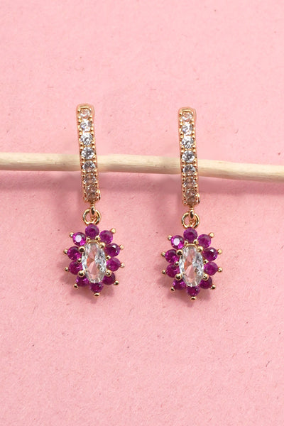 Sparkling Floral Bloom Crystal Huggie Earrings | 40E476