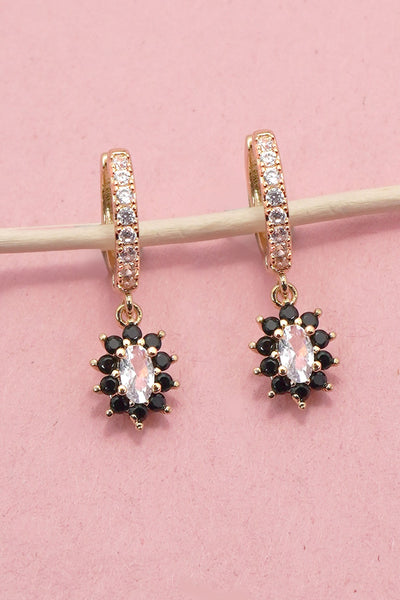 Sparkling Floral Bloom Crystal Huggie Earrings | 40E476
