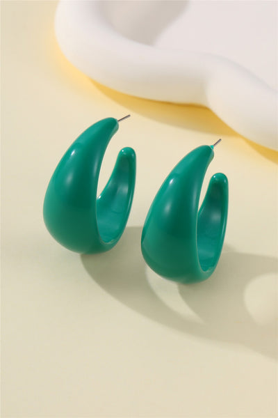 Retro High-Shine Acrylic Chunky Hoop Earrings | 40E478
