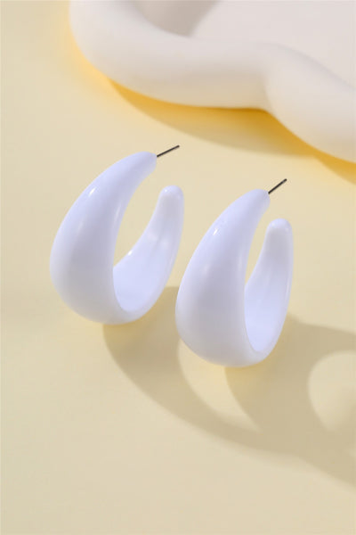Retro High-Shine Acrylic Chunky Hoop Earrings | 40E478
